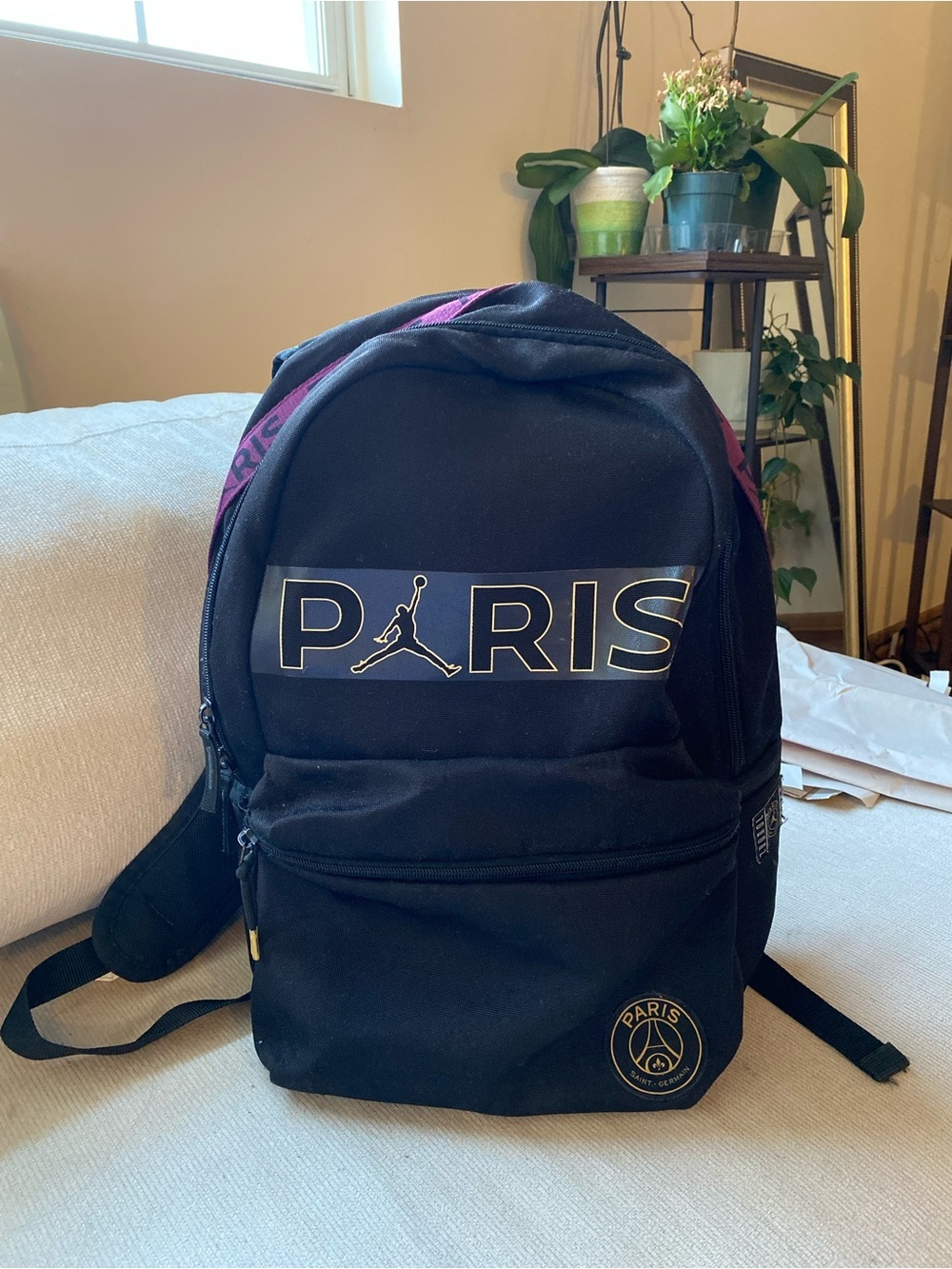 Jordan Paris Black School Backpack with Purple Accents